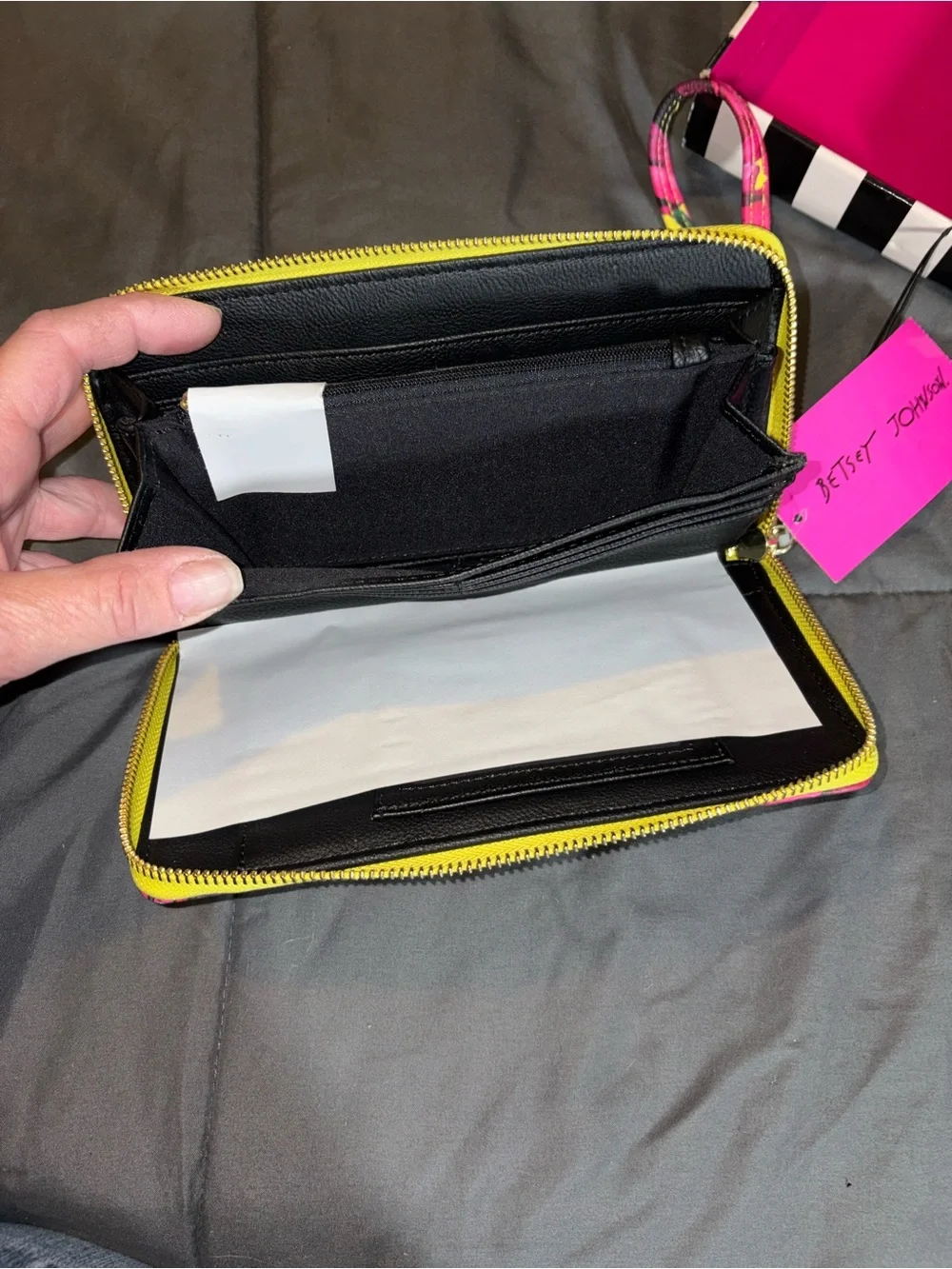 Betsey Johnson Yellow Floral Heart-Accent Wristlet Phone Case